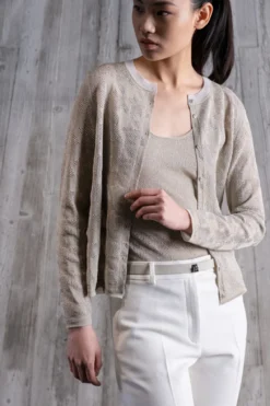 AKRIS Semitransparent Houndstooth Jacquard Knit Cardigan -AKRIS Sales Store 836580