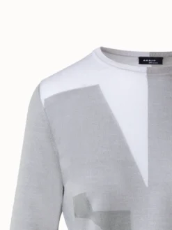 AKRIS Wool Silk Knit Composed Letters Intarsia Pullover -AKRIS Sales Store 851428
