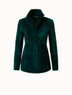 AKRIS Fitted Lamb Suede Leather Jacket