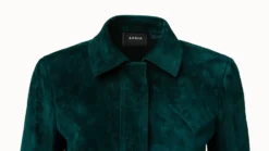 AKRIS Fitted Lamb Suede Leather Jacket -AKRIS Sales Store Designer leather jacket women green Akris 4 scaled