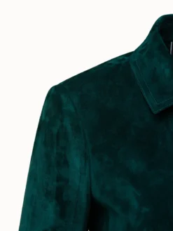 AKRIS Fitted Lamb Suede Leather Jacket -AKRIS Sales Store Designer leather jacket women green Akris 6